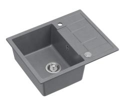 Quadri Dalton siva granitna vgradna pomivalna korita z odcejalnikom 62x50cm z inox čepom 1208967492