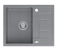 Quadri Dalton siva granitna vgradna pomivalna korita z odcejalnikom 62x50cm z inox čepom 1208967492