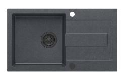 Quadri Sutton antracitni granitni nadgradni pomivalno korito 78x45cm z odcejalno površino, obrnljivo, s črnim čepom 1208967495