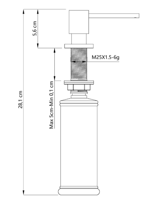 Quadri Luxor Vgradni Dozator Mila, iz Nerjavečega Jekla, ponovno polnjenje od zgoraj, 1208967508