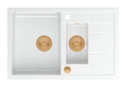Quadri Brenton bela granitna nadgradna 1,5 pomivalna korita z odcejalnikom 78x50cm z bakrenim čepom 1208967552