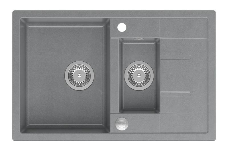 Quadri Brenton siva granitna nadgradna pomivalna korita z odcejalnikom 78x50cm z inox čepom 1208967559
