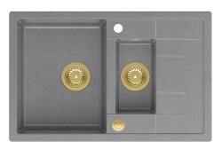 Quadri Brenton siva granitna nadgradna 1,5 pomivalno korito z odcejalnikom 78x50cm z zlato zaporo 1208967560