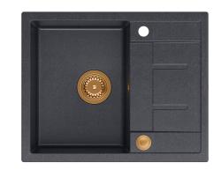 Quadri Dalton antracitni granitni nadgradni pomivalnik s odcejalnikom 62x50 cm s bakrenim čepom 1208967572