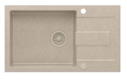 Quadri Sutton XL bež peščena granitna vgradna pomivalna korita 78x45cm z odcejalnikom, obojestranska, z bež čepom 1208967577