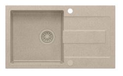 Quadri Sutton beige peščeni granitni nadgradni pomivalnik 78x45cm z odcejalnikom, obrnljiv z bež čepom 1208967579