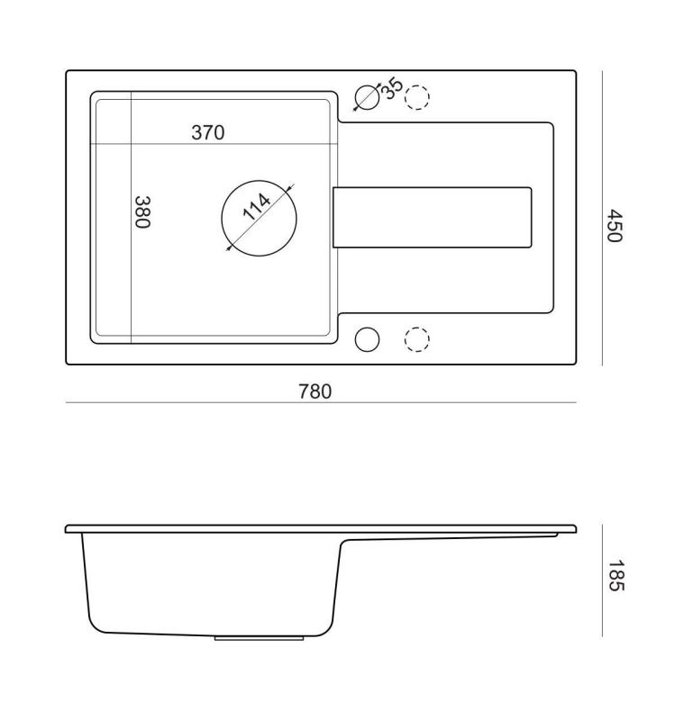 Quadri Sutton beige peščeni granitni nadgradni pomivalnik 78x45cm z odcejalnikom, obrnljiv z bež čepom 1208967579