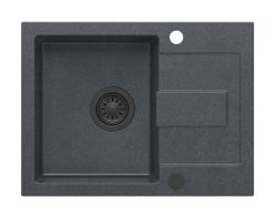 Quadri Sutton Antracitni Granitni Vgradni Pomivalnik 60x45cm z Odkapnim Površjem, Obrnljiv z Črnim Čepom - 1208967586
