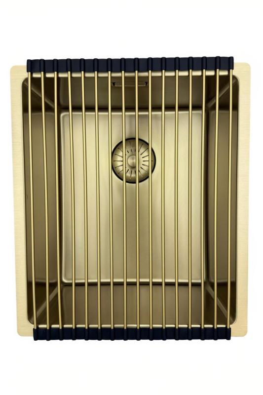 Pure.Sink Prestige pomivalno korito 34x40 cm PVD Zlato 10 mm radijus za podgradnjo, vgradnjo na ravni in nadgradnjo PPG3440-60