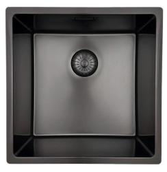 Pure.Sink Prestige pomivalno korito 40x40 cm PVD Gun Metal 10 mm radijus za vgradnjo, ravno vgradnjo in nadgradnjo PPG4040-61
