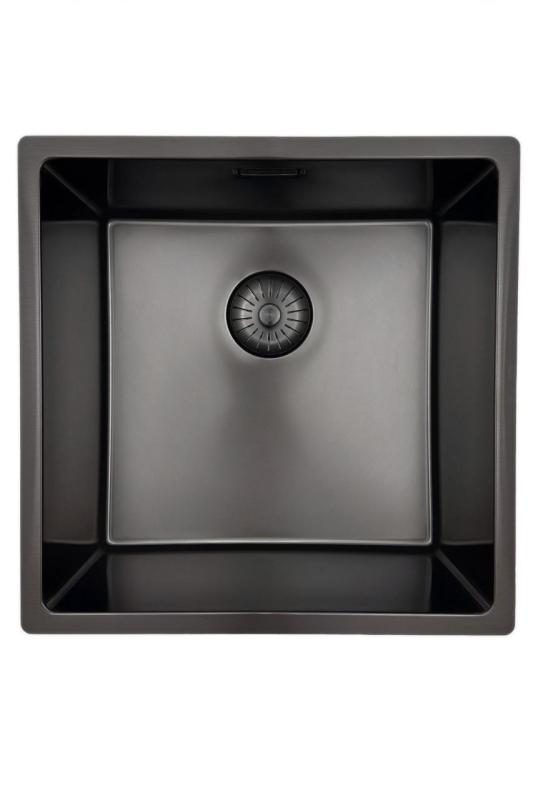 Pure.Sink Prestige pomivalno korito 40x40 cm PVD Gun Metal 10 mm radijus za vgradnjo, ravno vgradnjo in nadgradnjo PPG4040-61