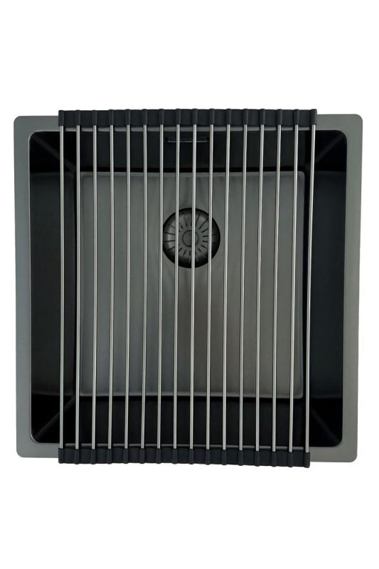 Pure.Sink Prestige pomivalno korito 40x40 cm PVD Gun Metal 10 mm radijus za vgradnjo, ravno vgradnjo in nadgradnjo PPG4040-61