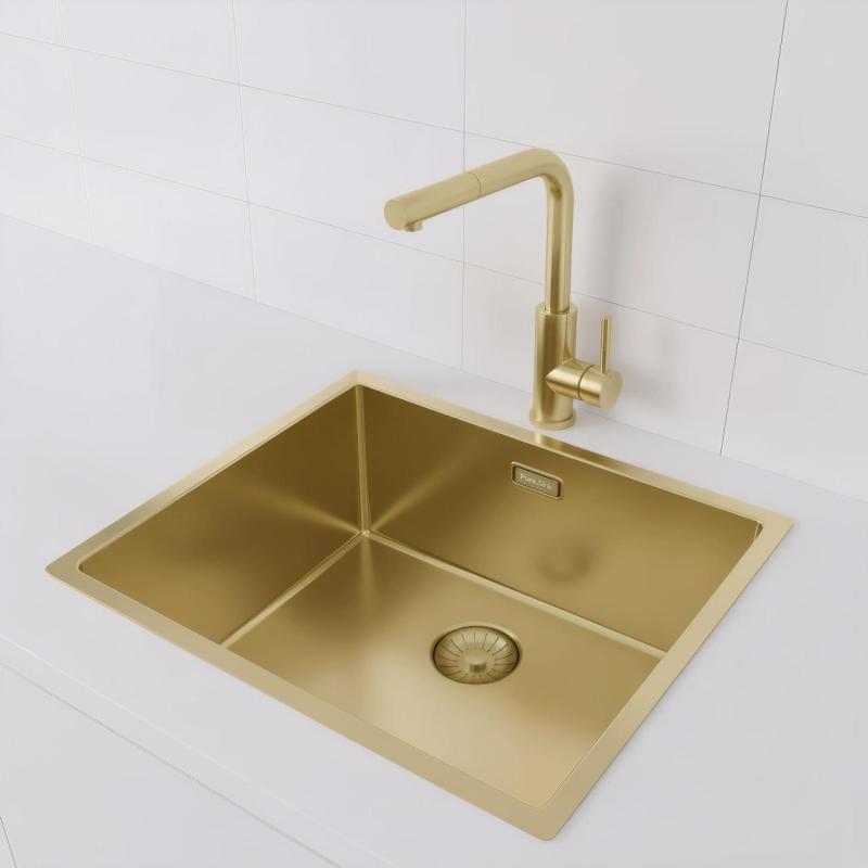 Pure.Sink Prestige pomivalno korito 50x40 cm PVD Zlato 10mm radijus podvgradnja, poravnana vgradnja in nadvgradnja PPG5040-60