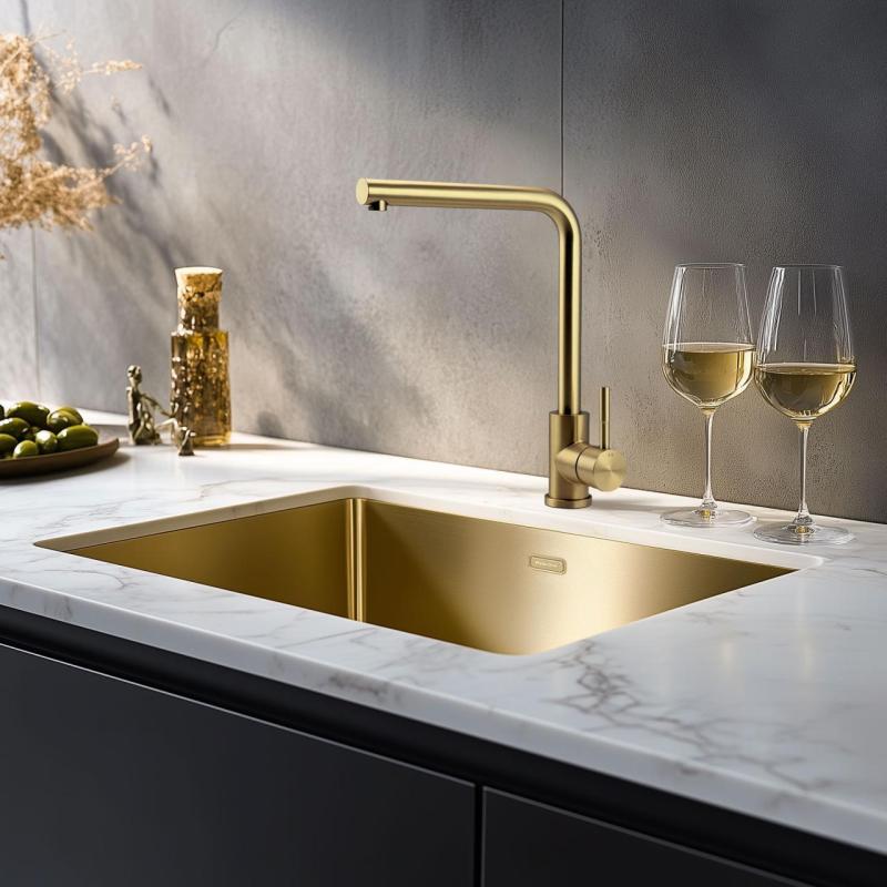 Pure.Sink Prestige pomivalno korito 50x40 cm PVD Zlato 10mm radijus podvgradnja, poravnana vgradnja in nadvgradnja PPG5040-60