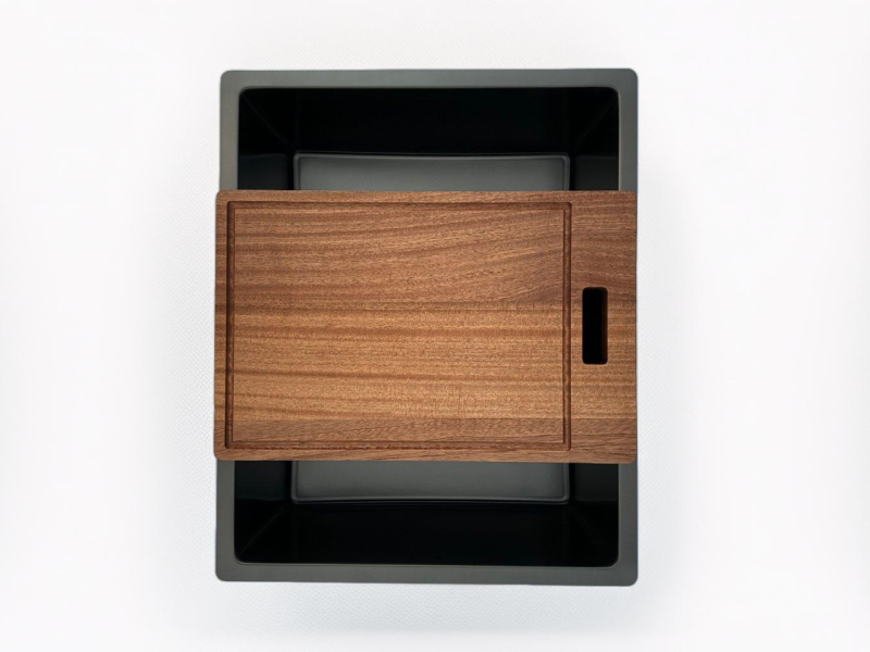 Pure.Sink Prestige pomivalno korito 50x40 cm PVD Gun Metal 10mm radijus za vgradnjo pod pult, v ravnini s pultom in na pult PPG5040-61