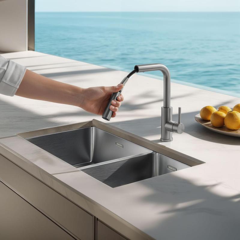 Pure.Sink Elite Steel Spark-S kuhinjska pipa iz nerjavečega jekla z izvlečno cevjo PS8041-02