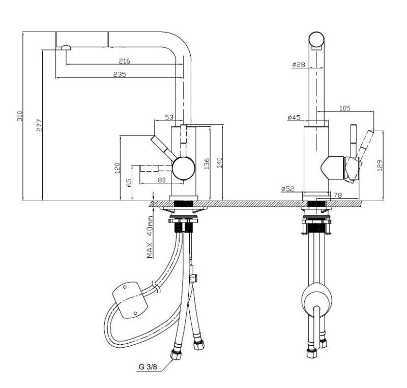 Pure.Sink Elite Steel Spark-S kuhinjska armatura PVD Gun metal z izvlečno cevjo PS8041-61
