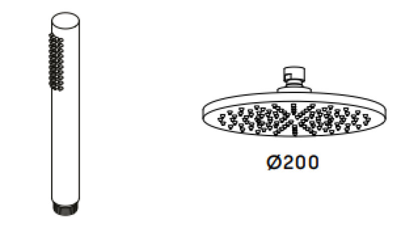 Waterevolution Flow termostatska tuš kombinacija z deževno prho mat bela 200mm T141TNBR