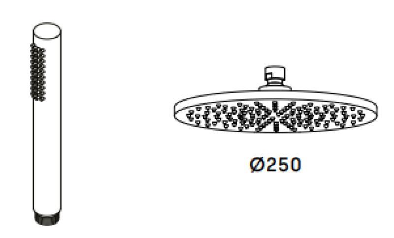 Waterevolution Flow termostatska tuš kombinacija z deževno prho mat bela 250mm T141TN25BR