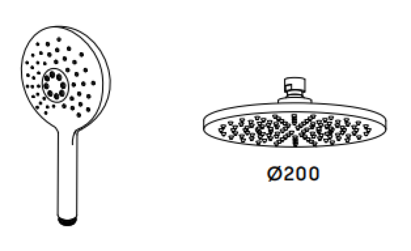 Waterevolution Flow termostatska tuš kombinacija z deževno prho mat bela 200 mm okrogla T141TNRBR