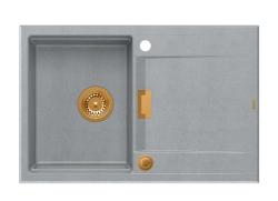 Quadri Minton Granitni Nadgradni Sivi Pomivalnik 76x50cm z Odcejalnikom, Obrnljiv in z Bakrenim Čepom - 1208967743