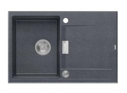Quadri Minton Granitna Vgradna Antracitna Pomivalno Korito 76x50 cm z Odkapnikom, Obrnljivo in z Nerjavečo Jekleno Zaporo - 1208967744