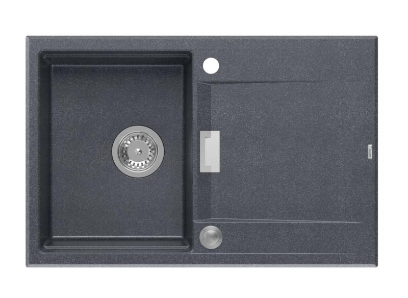 Quadri Minton Granitna Vgradna Antracitna Pomivalno Korito 76x50 cm z Odkapnikom, Obrnljivo in z Nerjavečo Jekleno Zaporo - 1208967744