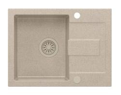 Quadri Sutton Beige Pesek Granitna Vgradna Pomivalna Korita 60x45cm z Odkapno Površino, Obrnljivo z Bež Čepom - 1208967751