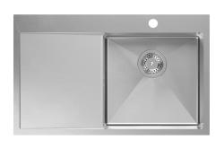 Aquadesign Clara Inox Pomivalno Korito z Desno Stranjo Posode 78x48cm Nadgradnja z Odkapno Polico, Z Režo za Pipo in Inox Čep - 1208967754