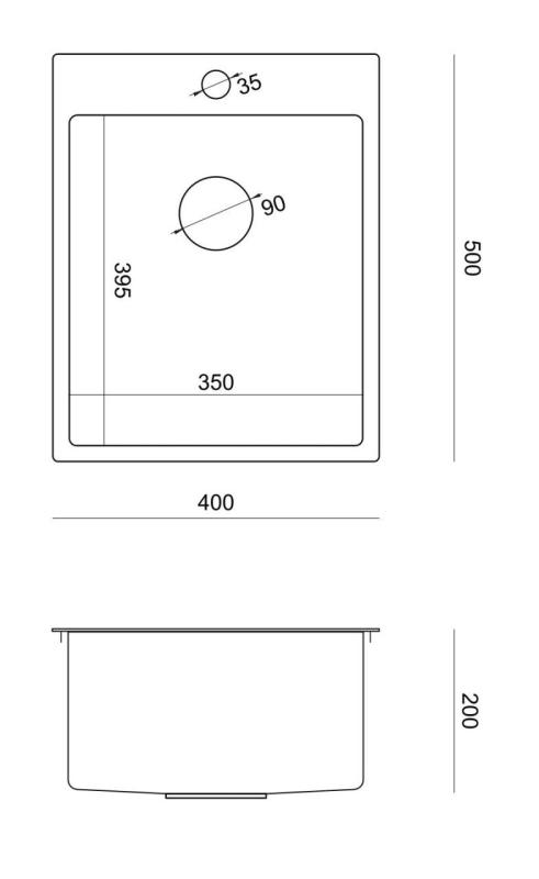 Aquadesign Clara RVS pomivalno korito 40x50 cm nadgradnja z odcejalnikom in inox čepom - 1208967757