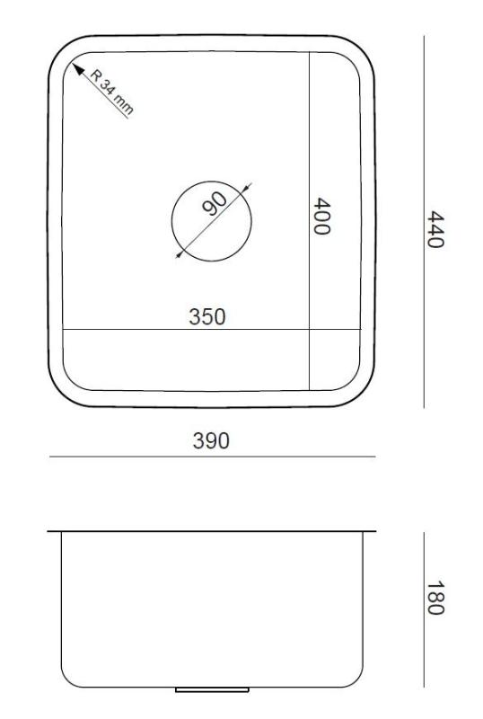 Aquadesign Oxford Inox Pomivalno Korito 35x40cm Vgradno z Inox Čepom - 1208967761