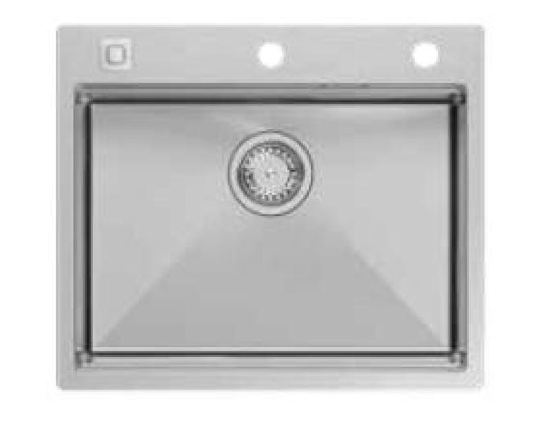 Aquadesign Vesta RVS Pomivalno Korito 580x485cm Nadpultno in Vgradno s Police za Pipo, vključuje RVS Čep in Dodatke - 1208967763