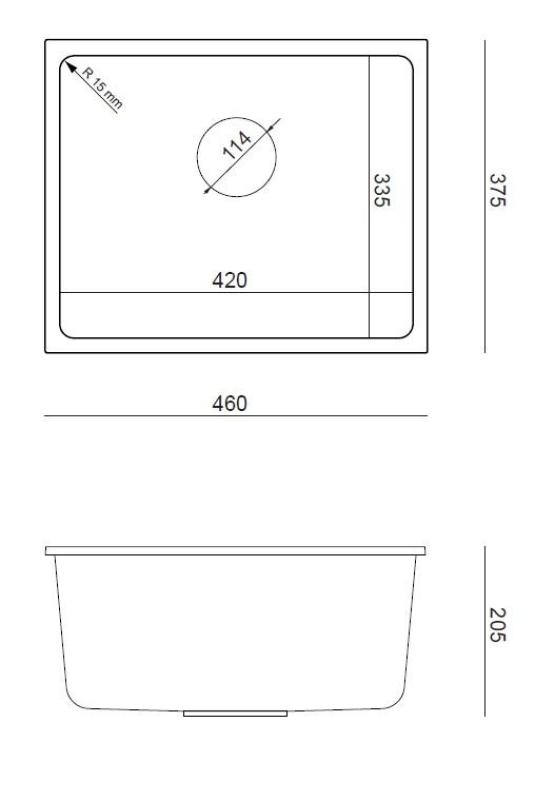 Quadri Elston Bela Granitna Vgradna Pomivalna Korita 420x335mm z RVS Čepom 1208967776