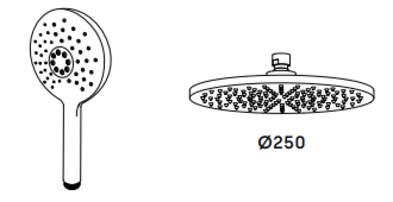 Waterevolution Flow termostatska tuš kombinacija z deževno prho RVS 250mm okrogla T141TNR25IE