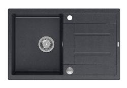 Quadri Sheffield Antracit Granitno Nadgradno Pomivalno Korito 78x50cm z Odtoknim Delom in Inox Čep - 1208967794