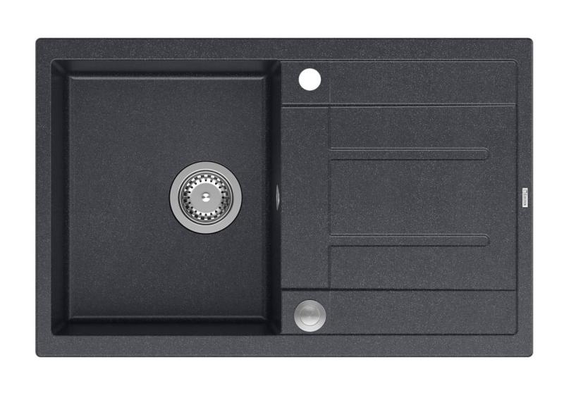 Quadri Sheffield Antracit Granitno Nadgradno Pomivalno Korito 78x50cm z Odtoknim Delom in Inox Čep - 1208967794