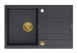 Quadri Sheffield Antracit Granit Vgradni Pomivalnik 78x50cm z Odcejalnikom in Zlato Priključkom - 1208967795