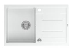 Quadri Sheffield Bela Granitna Nadgradna Pomivalno Korito 78x50cm z Odtoknim Delom in Nerjavečim Jeklenim Čepom - 1208967798