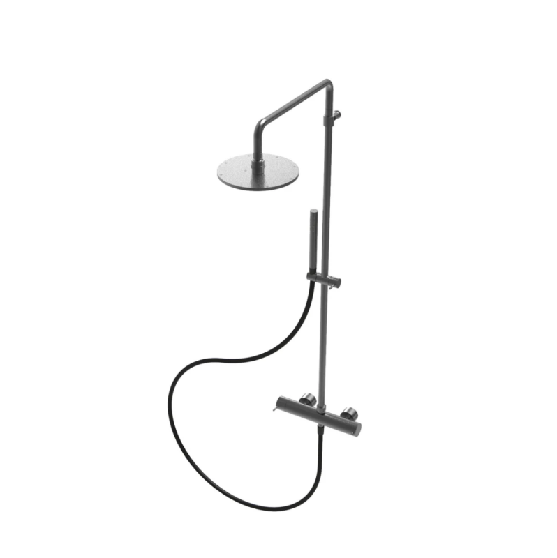 Waterevolution Flow termostatska tuš kombinacija z dežno prho PVD Gun Metal 250 mm T141TNR25GME