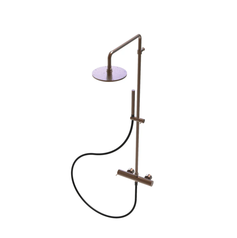 Waterevolution Flow termostatska prha s tropsko prho PVD brušeni baker 250mm okrogli T141TNR25CPE