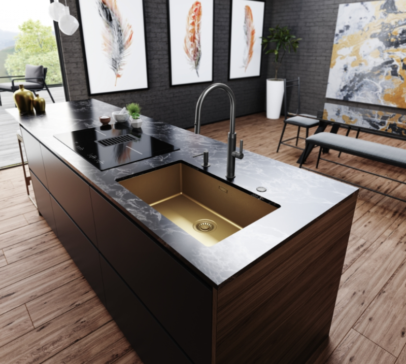 Franke Mythos Masterpiece Kuhinjska Pipa Antracit z J-izlivom in Izvlečno Pršilno Glavo - 115.0711.555