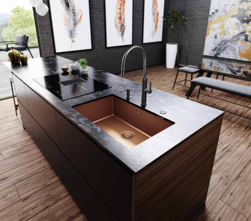 Franke Mythos Masterpiece Kuhinjska Pipa Antracit z J-izlivom in Izvlečno Pršilno Glavo - 115.0711.555