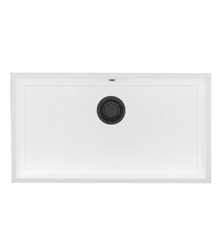 GraniteMy Universal Velika Bela Granitna Pomivalno Korito 74x40 cm z gunmetal čepom - 1208967895