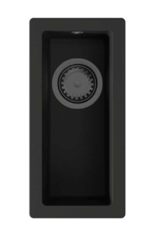 GraniteMy Universal Majhno Črno Granitno Korito 17x40 cm nadgradnja podgradnja in vgradnja z gun metal čepom - 1208967899