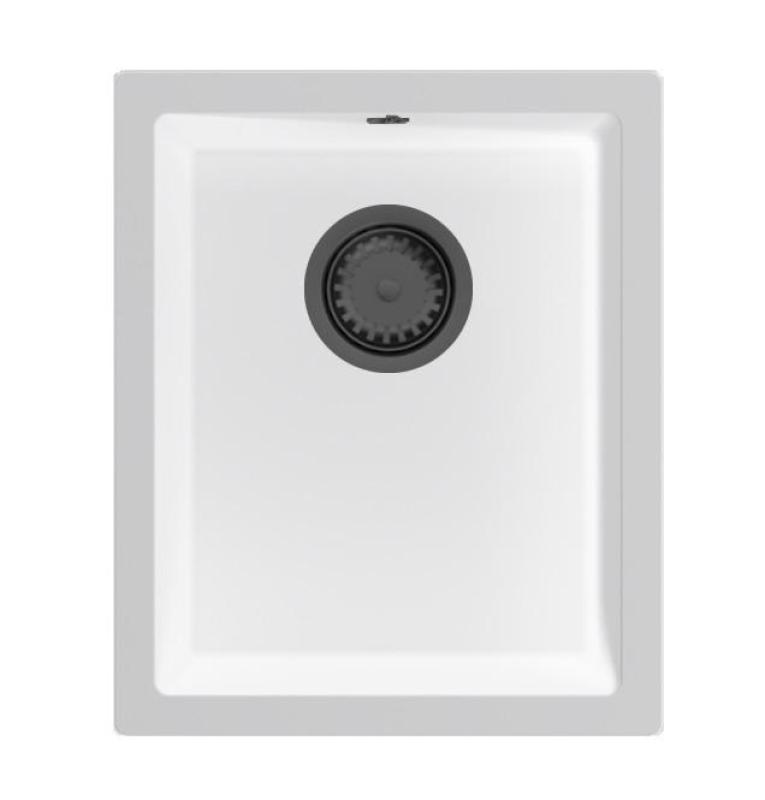 GraniteMy Universal bela granitna pomivalna korita 34x40 cm bela nadgradnja podgradnja in vgradnja s plosko površino z gun metal vtičem 1208967904