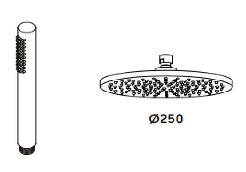 Waterevolution Flow drieweg-douchemengkraan met hand- en hoofddouche licht goud 250 mm T131N25WGE