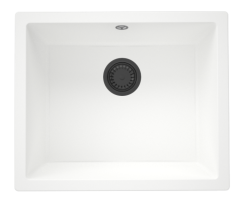 GraniteMy Univerzalni Granitni Beli Umivalnik 50x40 cm nadgradnja, podgradnja in vgradnja z vtičem iz kovine gun metal - 1208967925