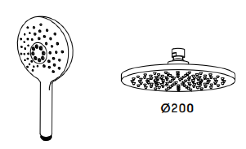 Waterevolution Flow drie-weg douchemengkraan met hoofddouche en ronde handdouche licht goud T131NRWGE