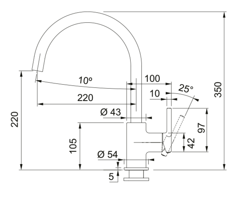 Franke Lina XL kuhinjska armatura Onyx z vrtljivim izlivom 115.0626.020