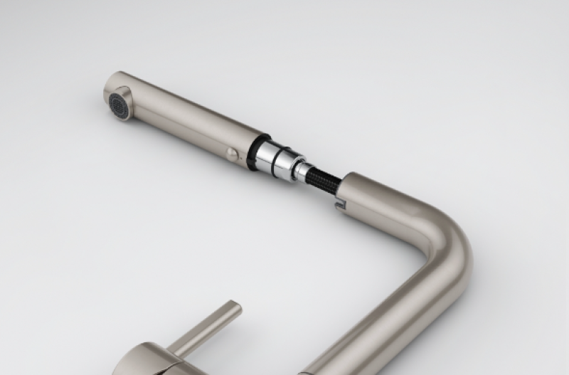 Franke Active Twist Enoročna Mešalna Pipa iz Nerjavečega Jekla z Izvlečno Izlivko in Vgrajenim Upravljanjem Odpada 115.0653.505